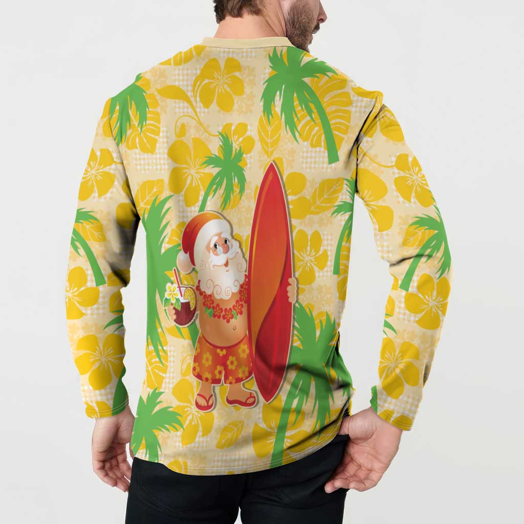 Aloha Hawaii Christmas Button Sweatshirt Mele Kalikimaka Funny Santa Palaka Quilt Motifs - Polynesian Pride
