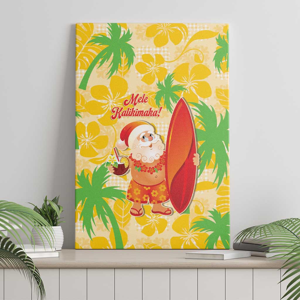 Aloha Hawaii Christmas Canvas Wall Art Mele Kalikimaka Funny Santa Palaka Quilt Motifs - Polynesian Pride