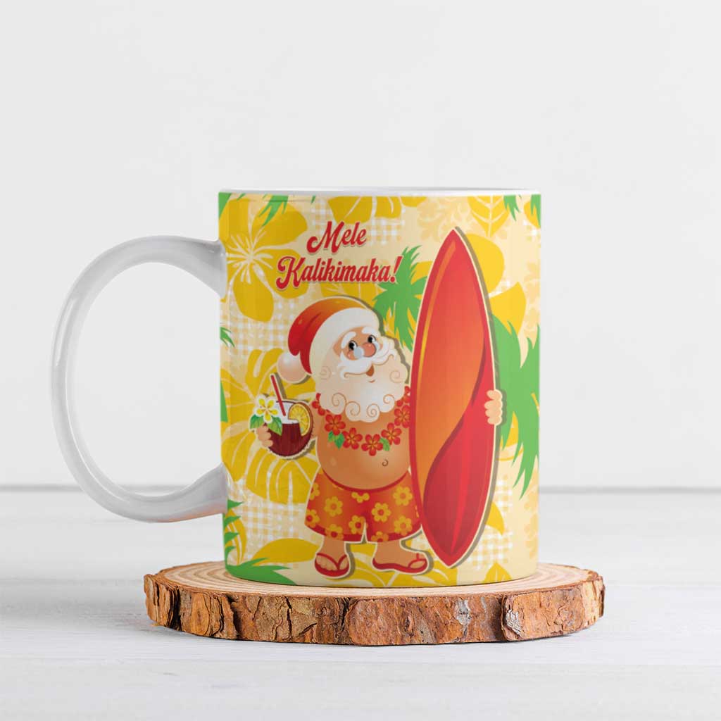 Aloha Hawaii Christmas Ceramic Mug Mele Kalikimaka Funny Santa Palaka Quilt Motifs - Polynesian Pride