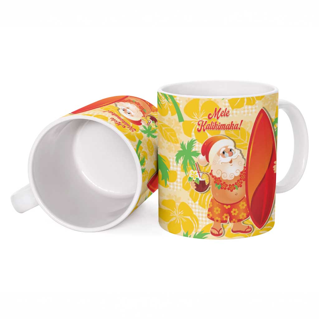 Aloha Hawaii Christmas Ceramic Mug Mele Kalikimaka Funny Santa Palaka Quilt Motifs - Polynesian Pride