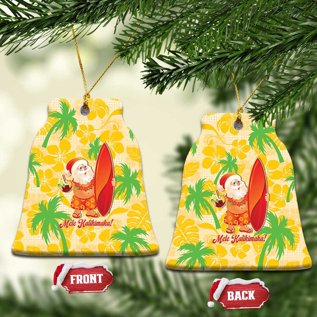 Aloha Hawaii Christmas Ceramic Ornament Mele Kalikimaka Funny Santa Palaka Quilt Motifs - Polynesian Pride