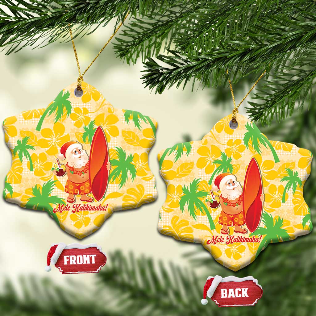Aloha Hawaii Christmas Ceramic Ornament Mele Kalikimaka Funny Santa Palaka Quilt Motifs - Polynesian Pride