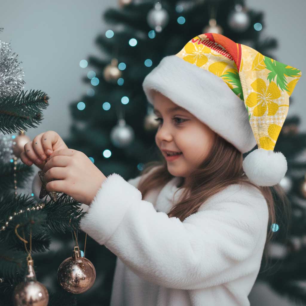 Aloha Hawaii Christmas Santa Hat Mele Kalikimaka Funny Santa Palaka Quilt Motifs - Polynesian Pride