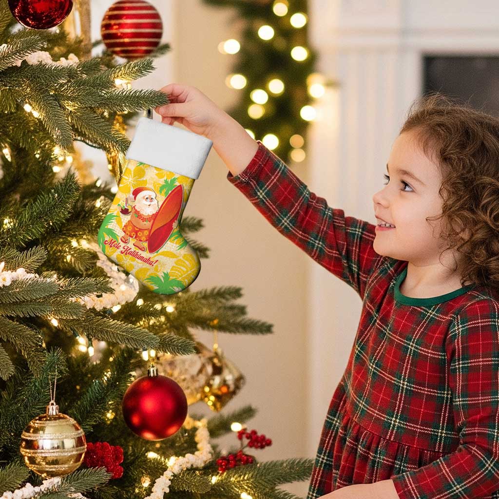 Aloha Hawaii Christmas Stocking Mele Kalikimaka Funny Santa Palaka Quilt Motifs - Polynesian Pride