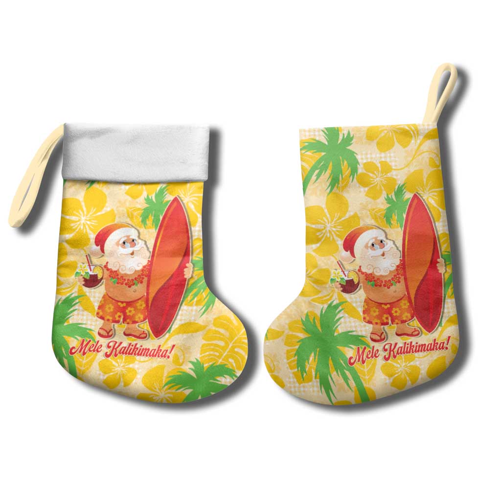 Aloha Hawaii Christmas Stocking Mele Kalikimaka Funny Santa Palaka Quilt Motifs - Polynesian Pride