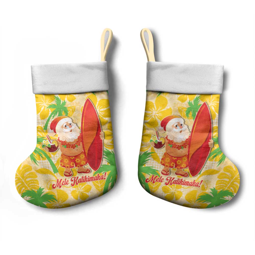 Aloha Hawaii Christmas Stocking Mele Kalikimaka Funny Santa Palaka Quilt Motifs - Polynesian Pride