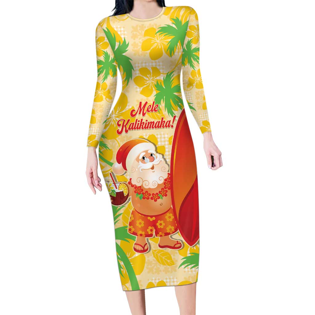 Aloha Hawaii Christmas Family Matching Long Sleeve Bodycon Dress and Hawaiian Shirt Mele Kalikimaka Funny Santa Palaka Quilt Motifs - Polynesian Pride
