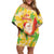 Aloha Hawaii Christmas Family Matching Off Shoulder Short Dress and Hawaiian Shirt Mele Kalikimaka Funny Santa Palaka Quilt Motifs - Polynesian Pride