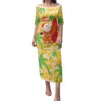 Aloha Hawaii Christmas Family Matching Puletasi and Hawaiian Shirt Mele Kalikimaka Funny Santa Palaka Quilt Motifs - Polynesian Pride