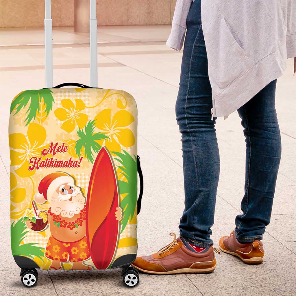 Aloha Hawaii Christmas Luggage Cover Mele Kalikimaka Funny Santa Palaka Quilt Motifs - Polynesian Pride
