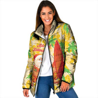 Aloha Hawaii Christmas Padded Jacket Mele Kalikimaka Funny Santa Palaka Quilt Motifs - Polynesian Pride