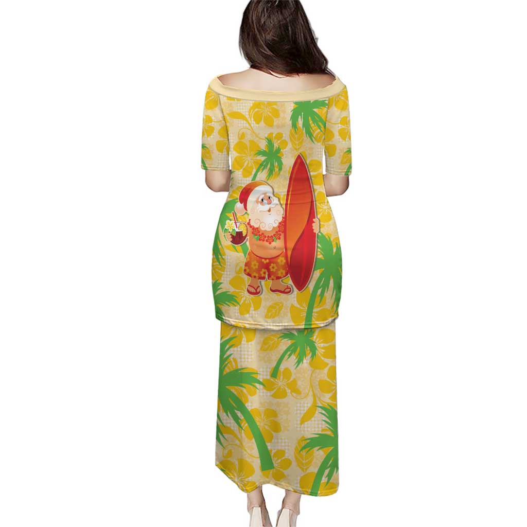 Aloha Hawaii Christmas Puletasi Mele Kalikimaka Funny Santa Palaka Quilt Motifs - Polynesian Pride