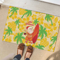 Aloha Hawaii Christmas Rubber Doormat Mele Kalikimaka Funny Santa Palaka Quilt Motifs - Polynesian Pride