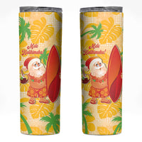 Aloha Hawaii Christmas Skinny Tumbler Mele Kalikimaka Funny Santa Palaka Quilt Motifs - Polynesian Pride