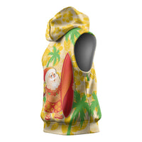 Aloha Hawaii Christmas Sleeveless Hoodie Mele Kalikimaka Funny Santa Palaka Quilt Motifs - Polynesian Pride