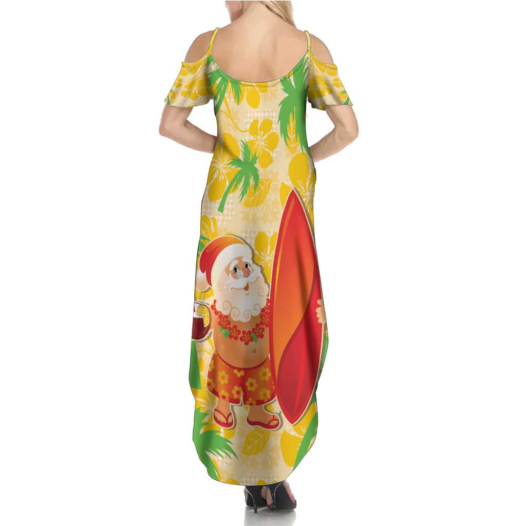 Aloha Hawaii Christmas Summer Maxi Dress Mele Kalikimaka Funny Santa Palaka Quilt Motifs - Polynesian Pride