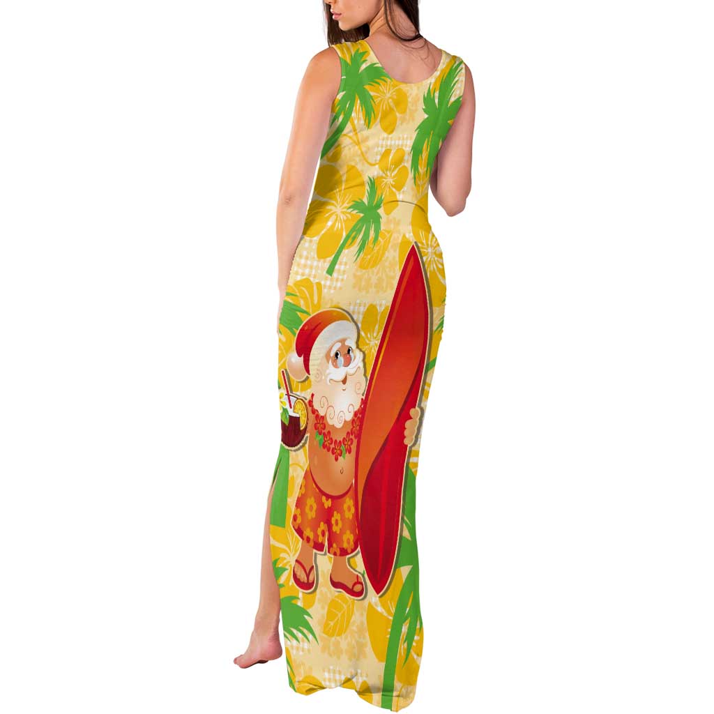 Aloha Hawaii Christmas Tank Maxi Dress Mele Kalikimaka Funny Santa Palaka Quilt Motifs - Polynesian Pride