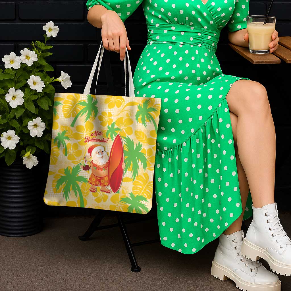 Aloha Hawaii Christmas Tote Bag Mele Kalikimaka Funny Santa Palaka Quilt Motifs - Polynesian Pride