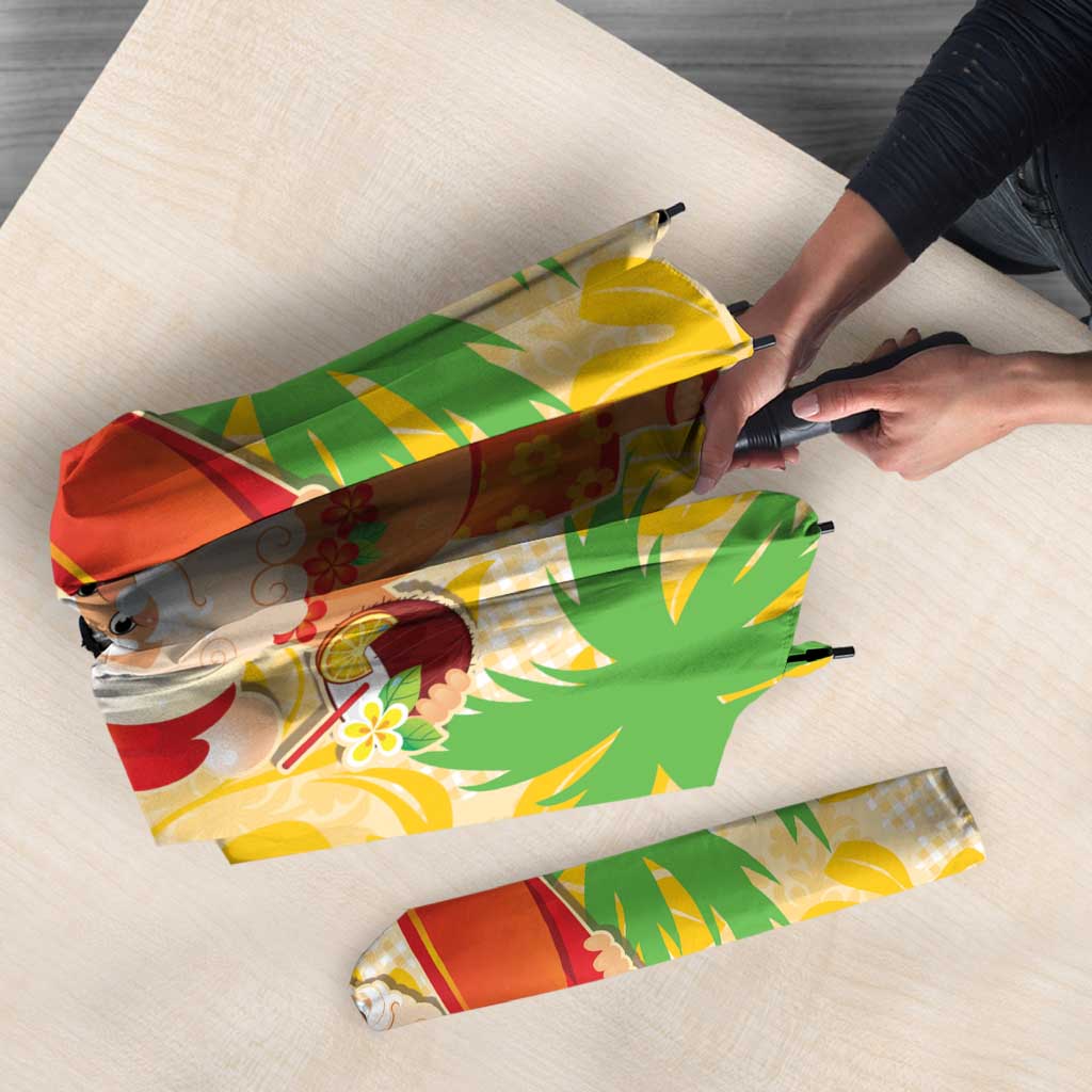 Aloha Hawaii Christmas Umbrella Mele Kalikimaka Funny Santa Palaka Quilt Motifs - Polynesian Pride