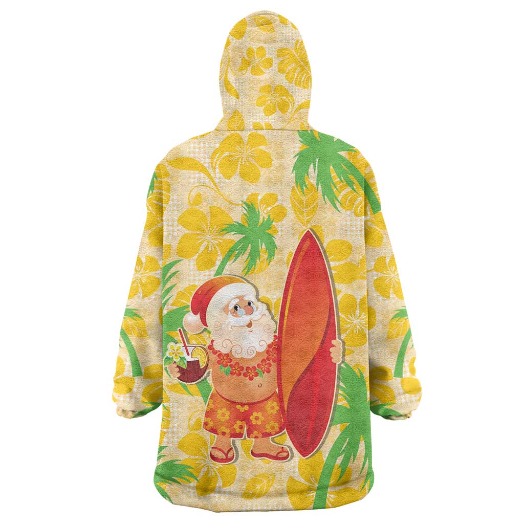 Aloha Hawaii Christmas Wearable Blanket Hoodie Mele Kalikimaka Funny Santa Palaka Quilt Motifs - Polynesian Pride