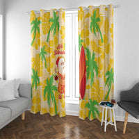 Aloha Hawaii Christmas Window Curtain Mele Kalikimaka Funny Santa Palaka Quilt Motifs - Polynesian Pride