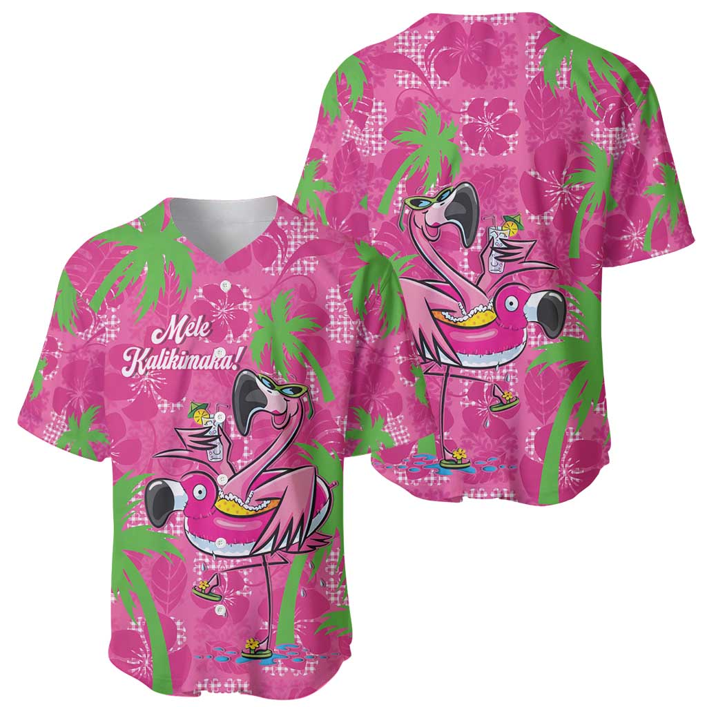 Aloha Hawaii Christmas Baseball Jersey Mele Kalikimaka Chill Flamingo Palaka Quilt Motifs - Polynesian Pride
