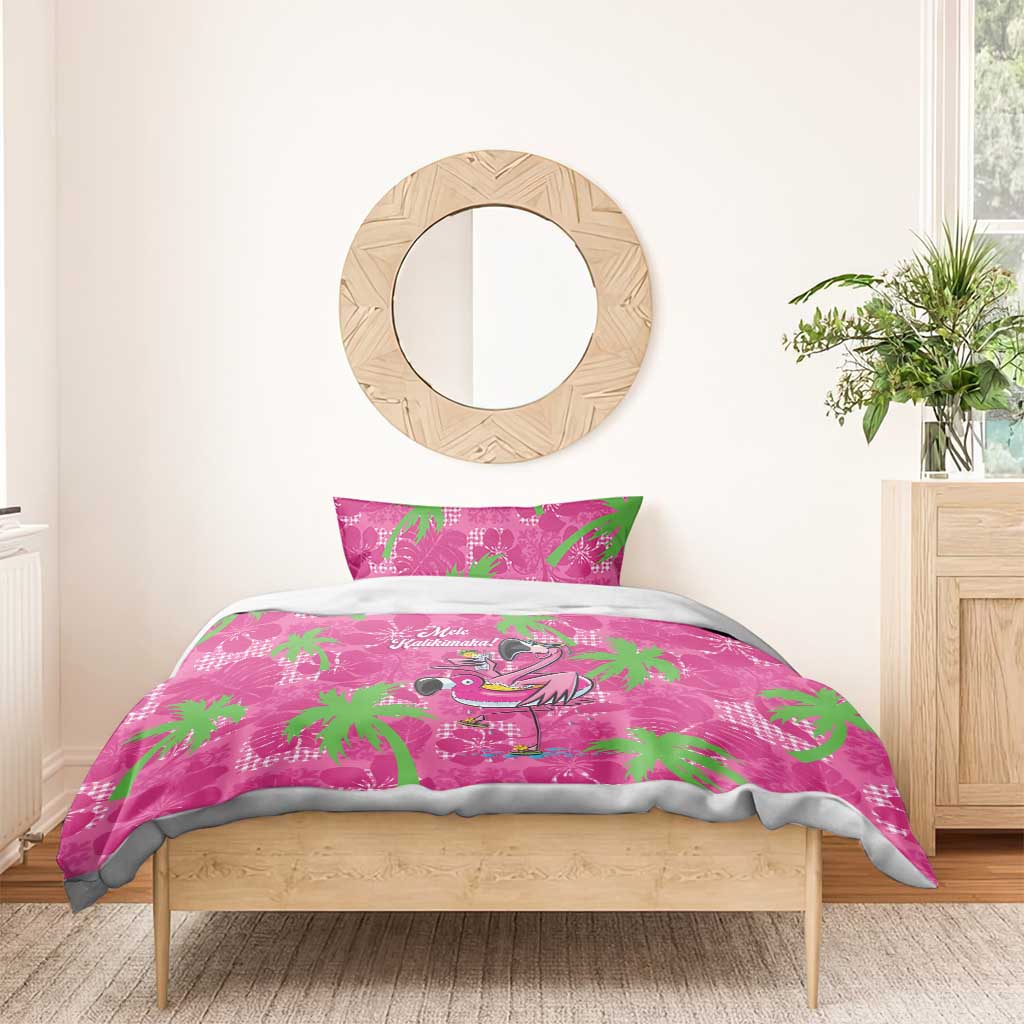 Aloha Hawaii Christmas Bedding Set Mele Kalikimaka Chill Flamingo Palaka Quilt Motifs - Polynesian Pride