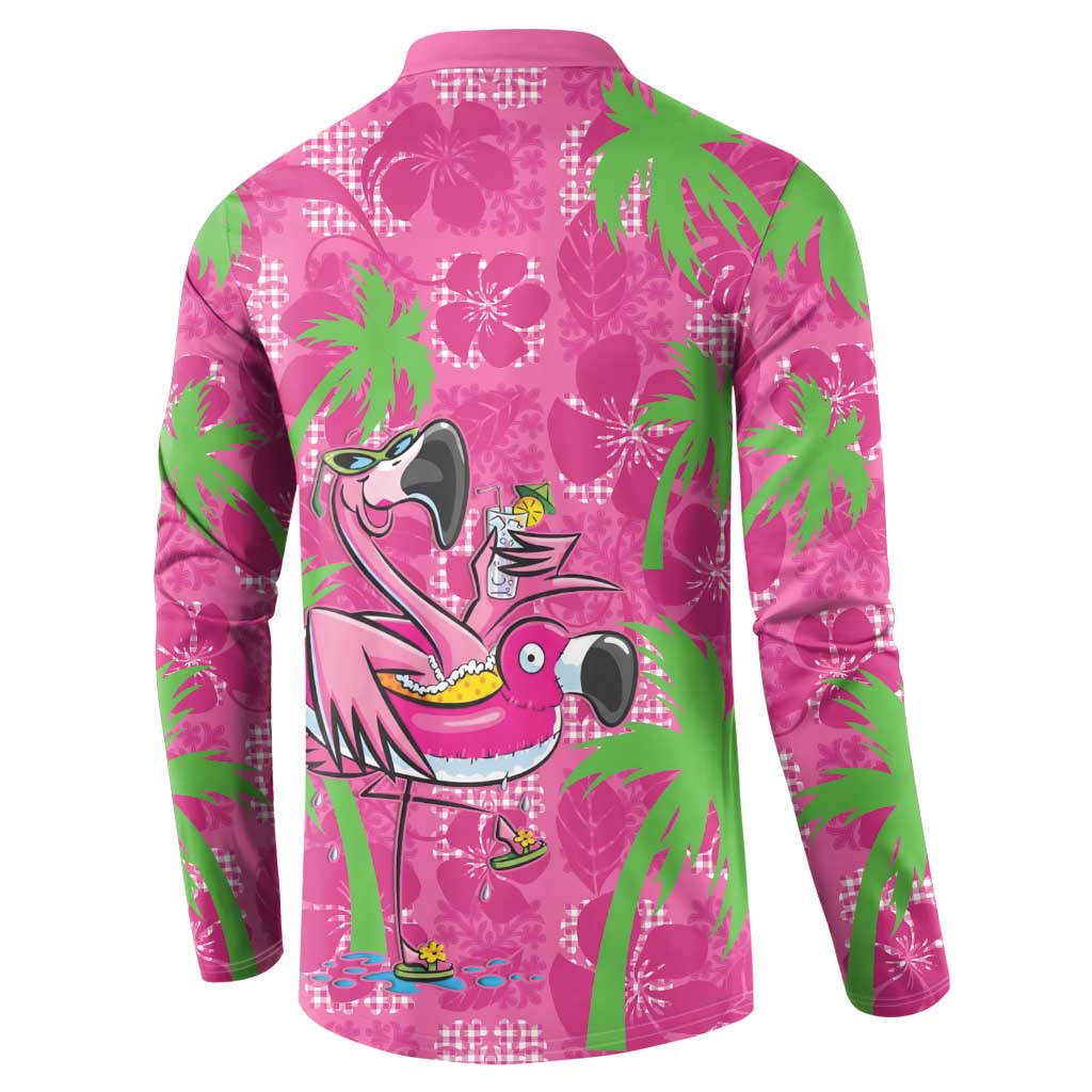 Aloha Hawaii Christmas Button Sweatshirt Mele Kalikimaka Chill Flamingo Palaka Quilt Motifs - Polynesian Pride