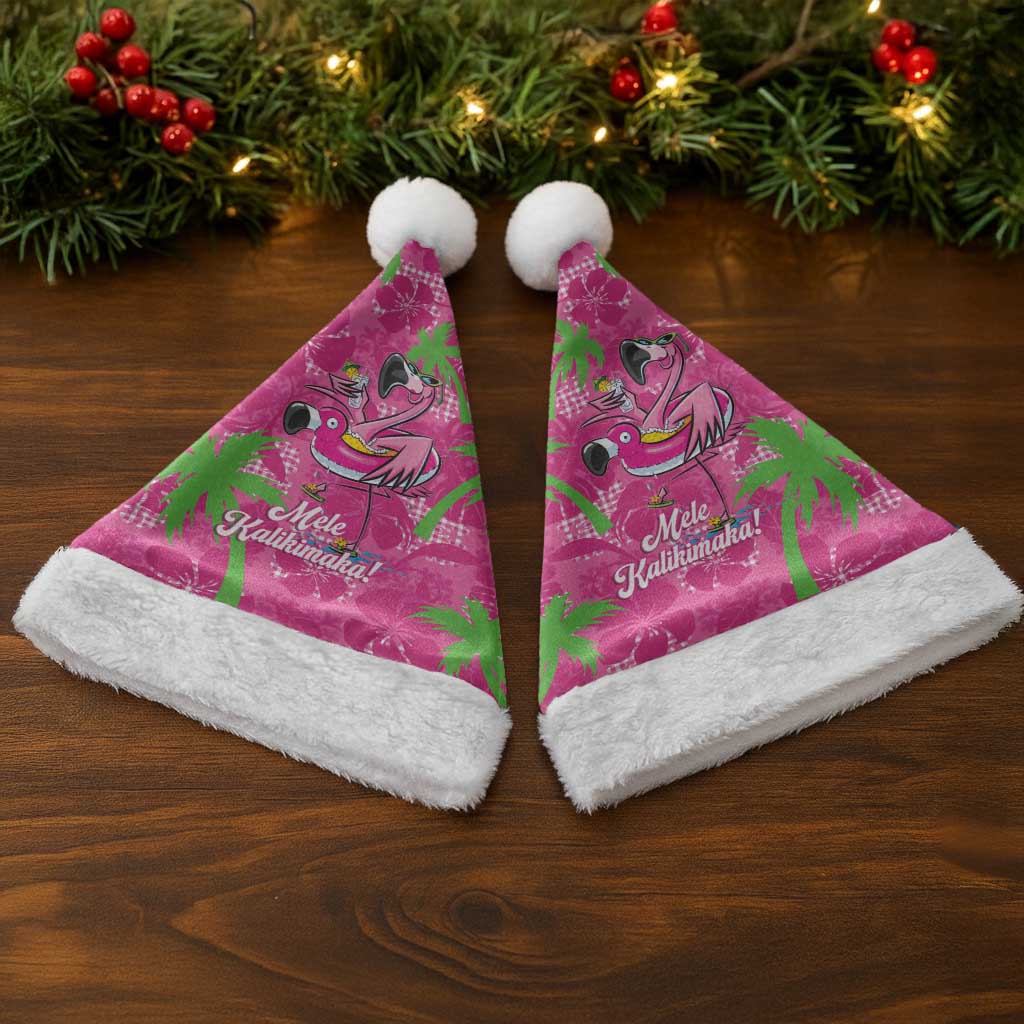 Aloha Hawaii Christmas Santa Hat Mele Kalikimaka Chill Flamingo Palaka Quilt Motifs - Polynesian Pride