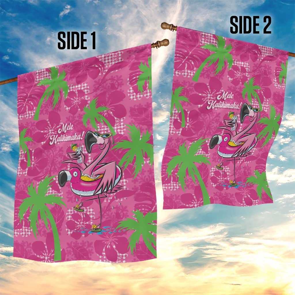 Aloha Hawaii Christmas Garden Flag Mele Kalikimaka Chill Flamingo Palaka Quilt Motifs - Polynesian Pride
