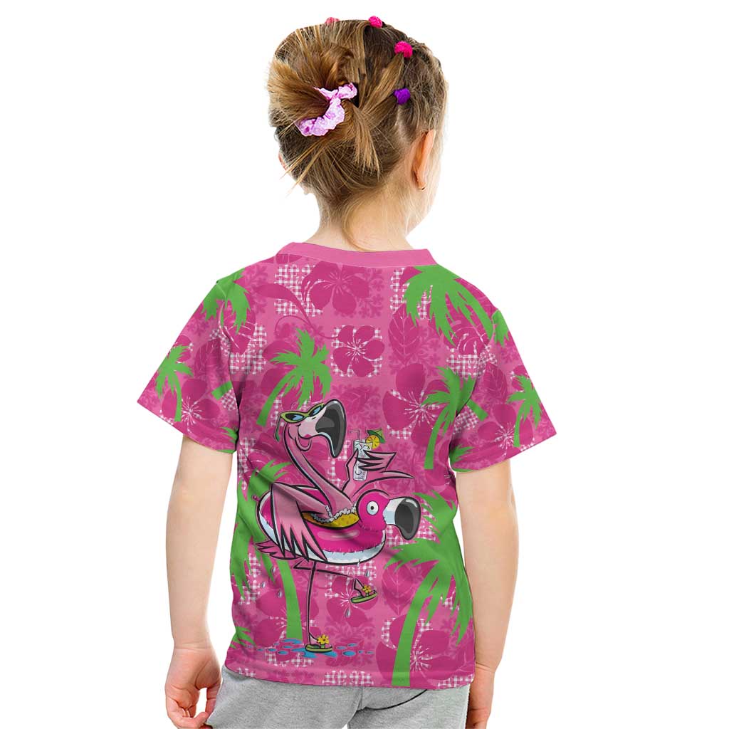Aloha Hawaii Christmas Kid T Shirt Mele Kalikimaka Chill Flamingo Palaka Quilt Motifs - Polynesian Pride
