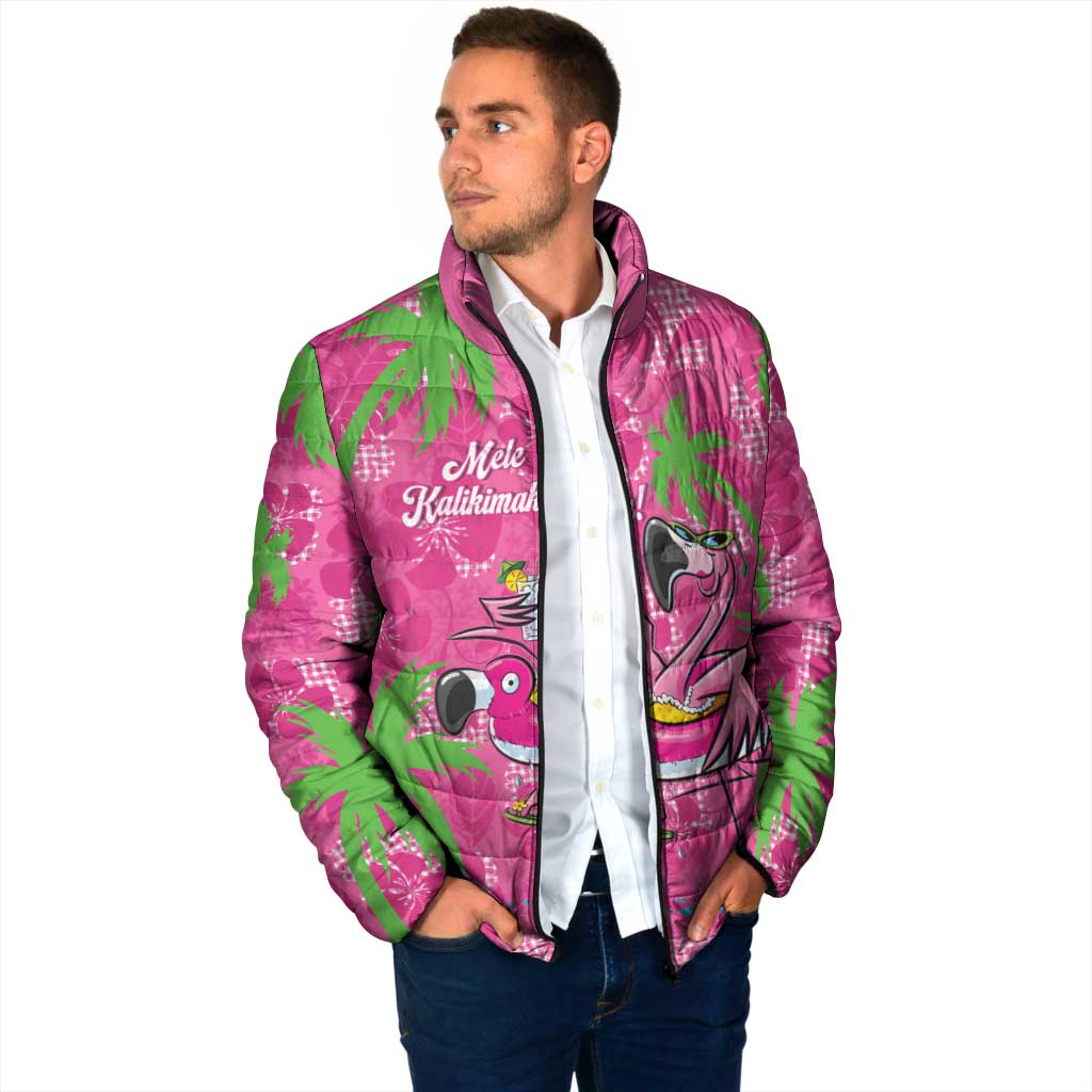 Aloha Hawaii Christmas Padded Jacket Mele Kalikimaka Chill Flamingo Palaka Quilt Motifs - Polynesian Pride