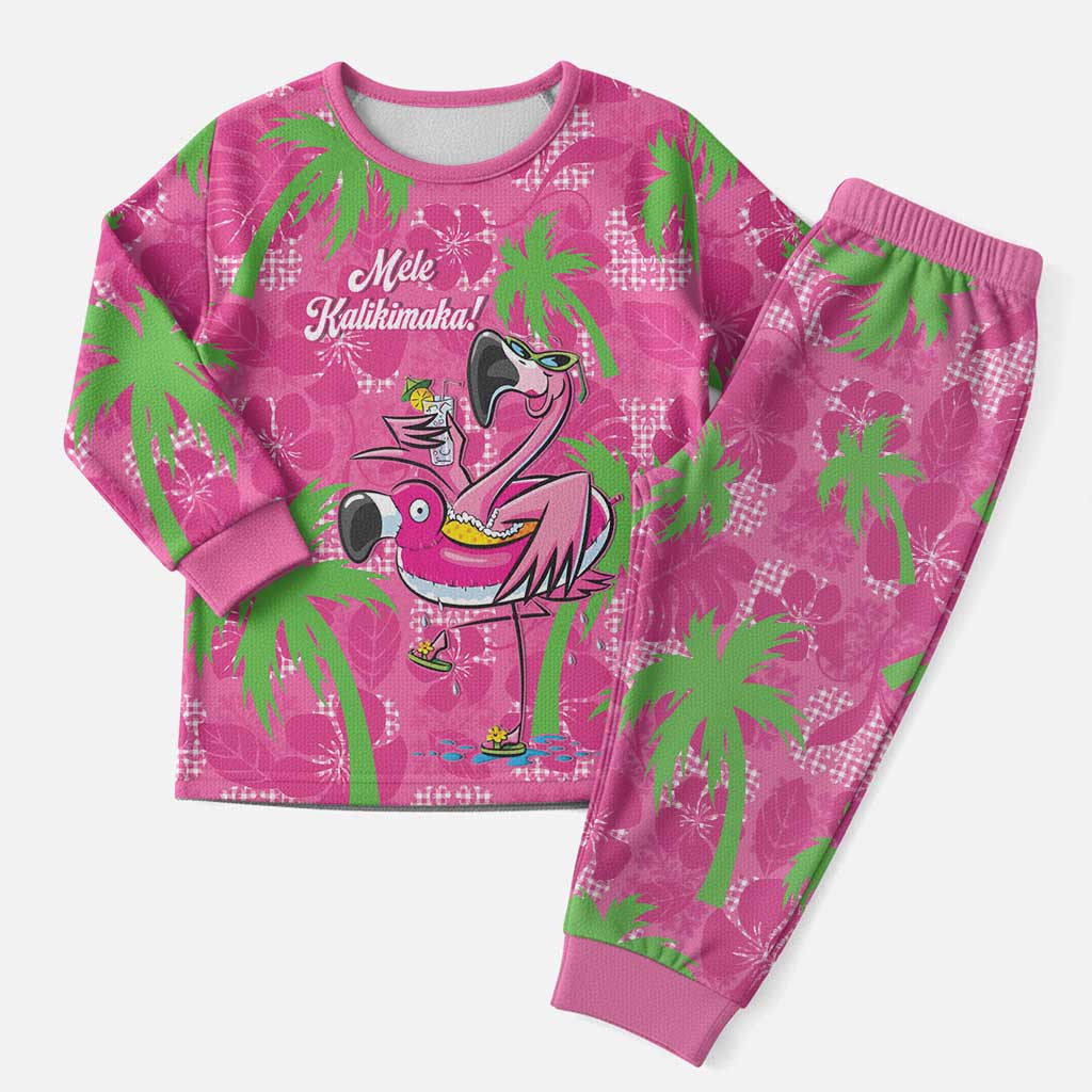 Aloha Hawaii Christmas Pajama Set Mele Kalikimaka Chill Flamingo Palaka Quilt Motifs - Polynesian Pride