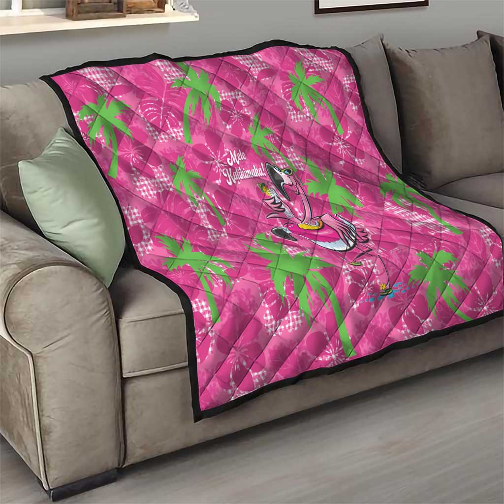 Aloha Hawaii Christmas Quilt Mele Kalikimaka Chill Flamingo Palaka Quilt Motifs - Polynesian Pride
