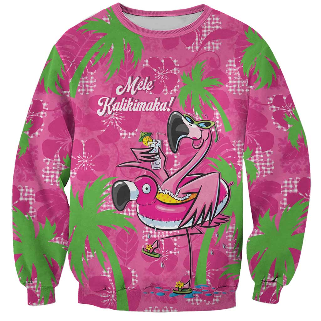Aloha Hawaii Christmas Sweatshirt Mele Kalikimaka Chill Flamingo Palaka Quilt Motifs - Polynesian Pride