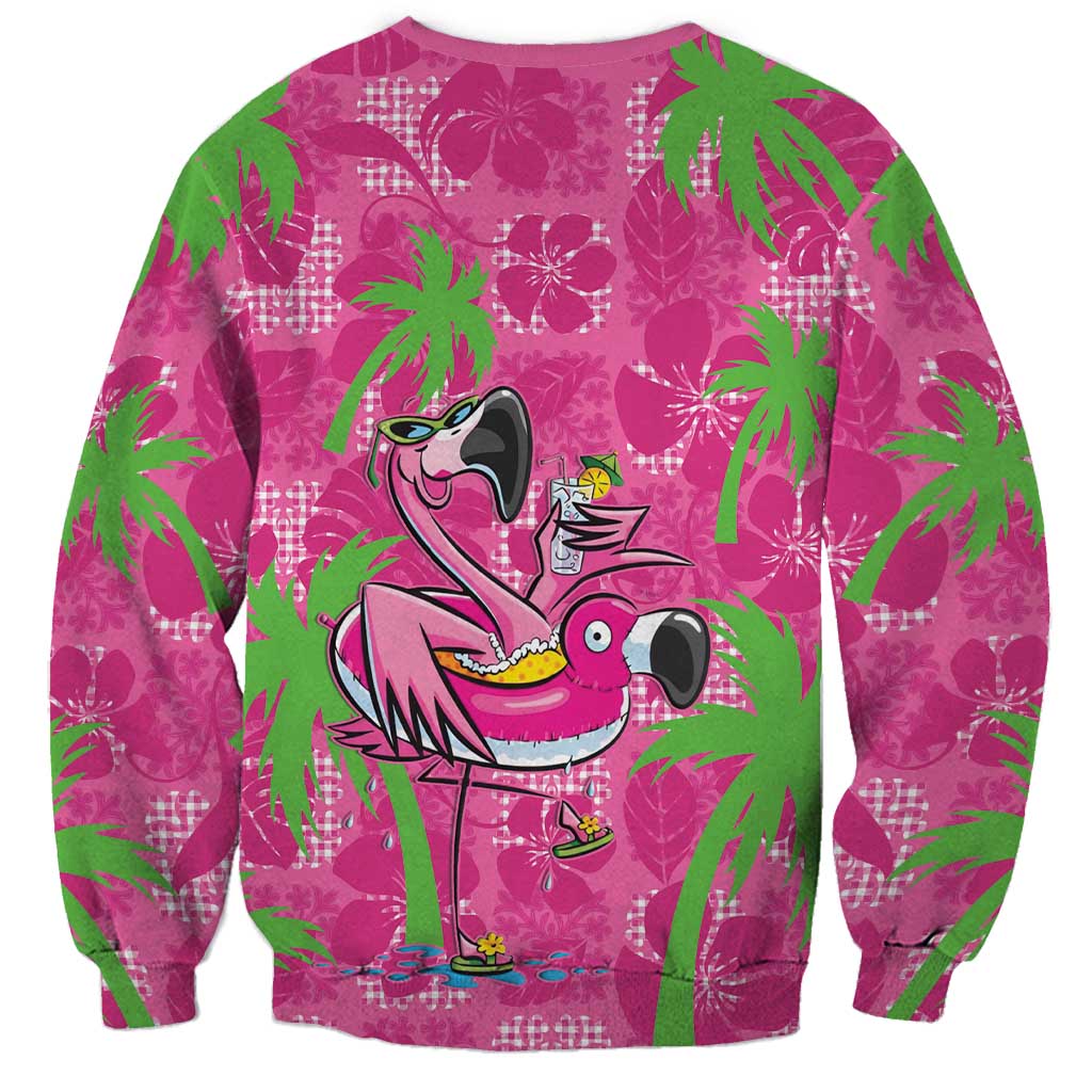 Aloha Hawaii Christmas Sweatshirt Mele Kalikimaka Chill Flamingo Palaka Quilt Motifs - Polynesian Pride