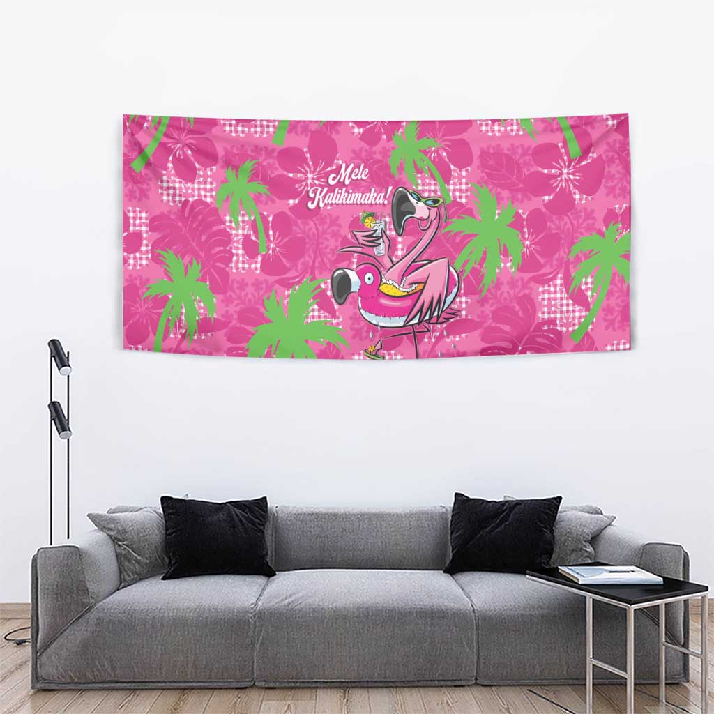 Aloha Hawaii Christmas Tapestry Mele Kalikimaka Chill Flamingo Palaka Quilt Motifs - Polynesian Pride