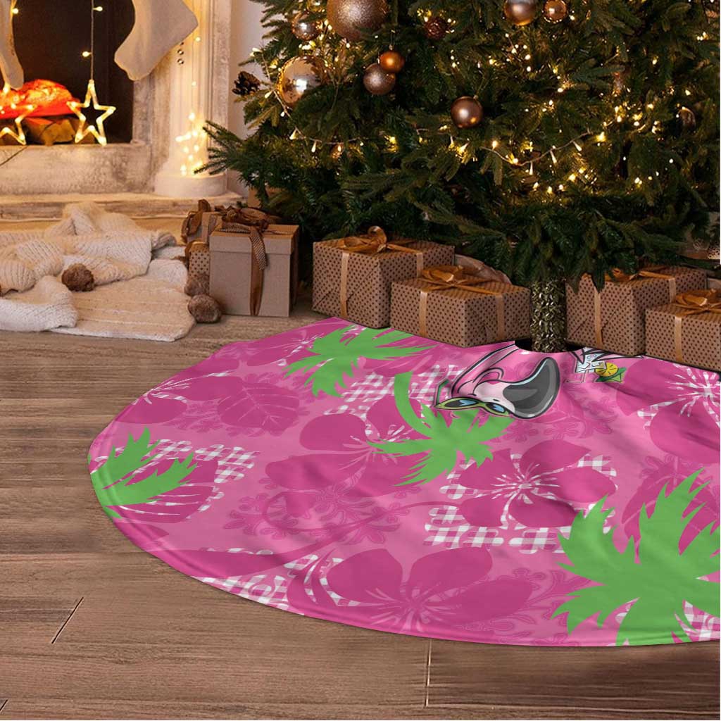Aloha Hawaii Christmas Tree Skirt Mele Kalikimaka Chill Flamingo Palaka Quilt Motifs - Polynesian Pride
