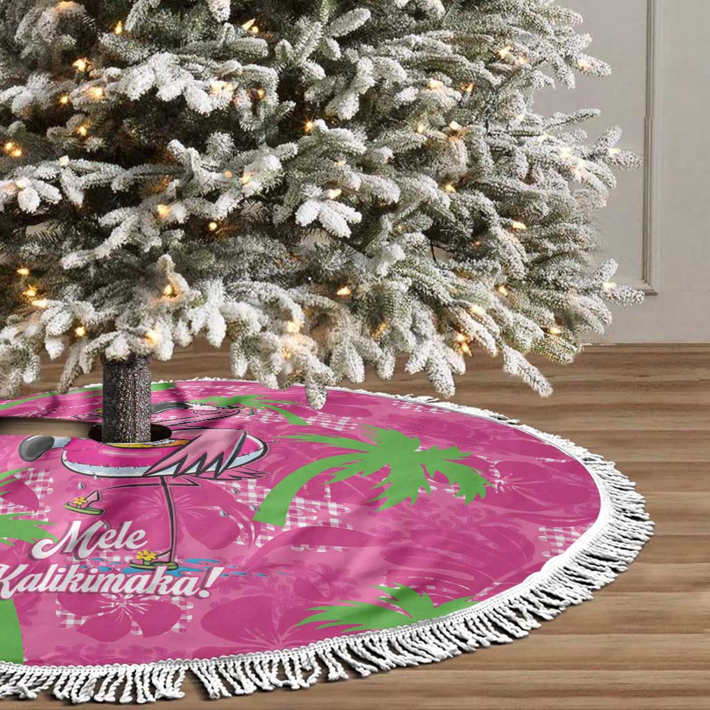 Aloha Hawaii Christmas Tree Skirt Mele Kalikimaka Chill Flamingo Palaka Quilt Motifs - Polynesian Pride