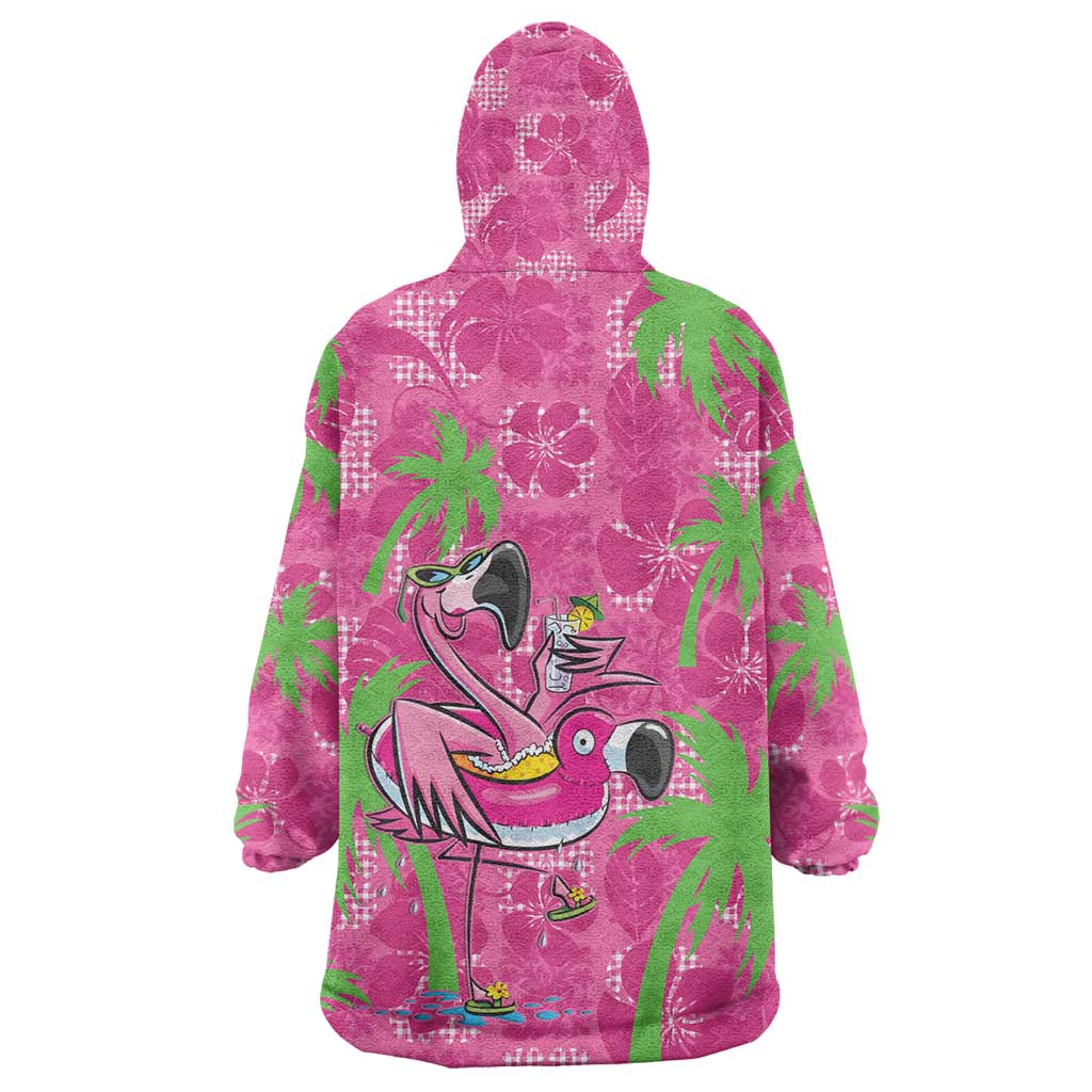 Aloha Hawaii Christmas Wearable Blanket Hoodie Mele Kalikimaka Chill Flamingo Palaka Quilt Motifs - Polynesian Pride
