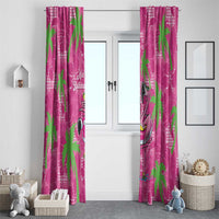 Aloha Hawaii Christmas Window Curtain Mele Kalikimaka Chill Flamingo Palaka Quilt Motifs - Polynesian Pride