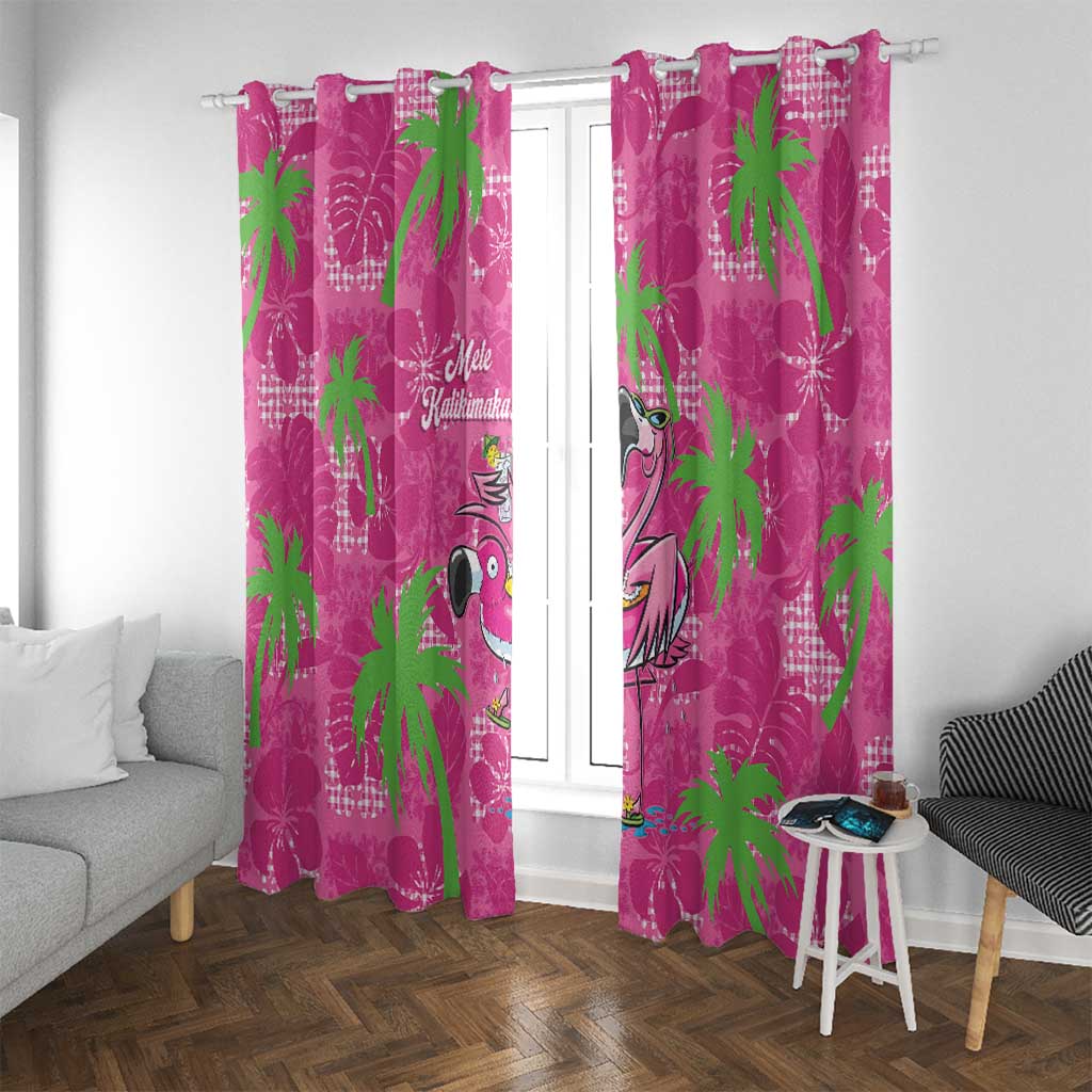 Aloha Hawaii Christmas Window Curtain Mele Kalikimaka Chill Flamingo Palaka Quilt Motifs - Polynesian Pride