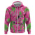Aloha Hawaii Christmas Zip Hoodie Mele Kalikimaka Chill Flamingo Palaka Quilt Motifs - Polynesian Pride