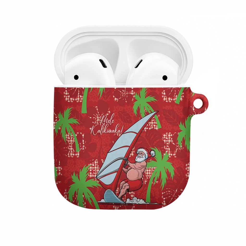 Aloha Hawaii Christmas AirPods Case Mele Kalikimaka Windsurfing Santa Palaka Quilt Motifs - Polynesian Pride