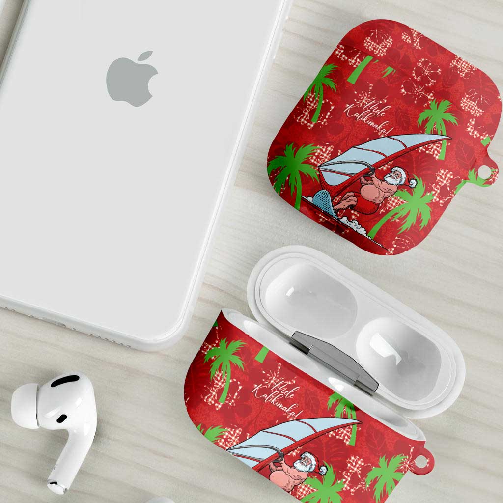 Aloha Hawaii Christmas AirPods Case Mele Kalikimaka Windsurfing Santa Palaka Quilt Motifs - Polynesian Pride
