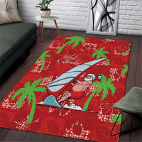 Aloha Hawaii Christmas Area Rug Mele Kalikimaka Windsurfing Santa Palaka Quilt Motifs - Polynesian Pride