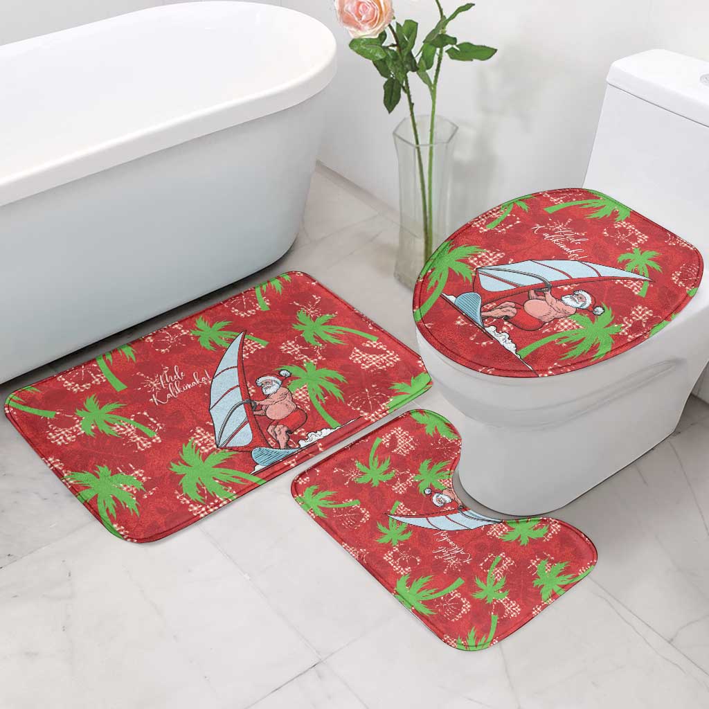 Aloha Hawaii Christmas Bathroom Set Mele Kalikimaka Windsurfing Santa Palaka Quilt Motifs - Polynesian Pride