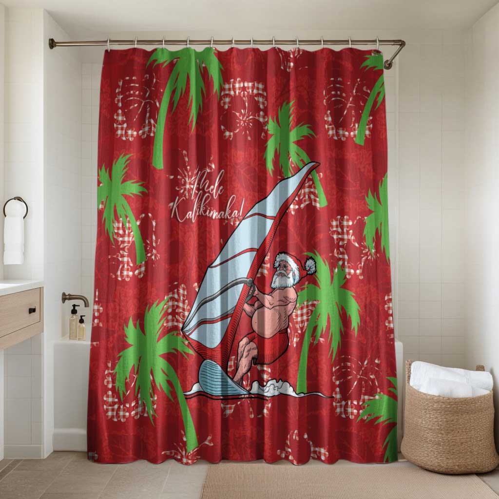 Aloha Hawaii Christmas Bathroom Set Mele Kalikimaka Windsurfing Santa Palaka Quilt Motifs - Polynesian Pride