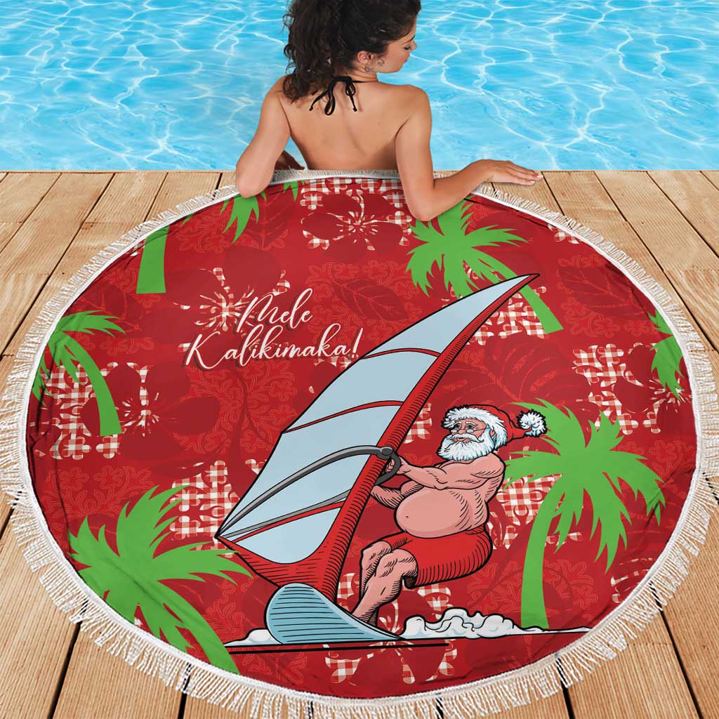 Aloha Hawaii Christmas Beach Blanket Mele Kalikimaka Windsurfing Santa Palaka Quilt Motifs - Polynesian Pride