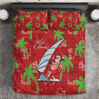 Aloha Hawaii Christmas Bedding Set Mele Kalikimaka Windsurfing Santa Palaka Quilt Motifs - Polynesian Pride